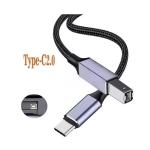 High‑Speed USB‑C to USB‑B 2.0 Printer Cable – 480 Mbps, 1.8 m (GC)
