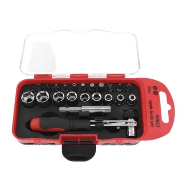 Shind 19 Pcs CR-V Screwdriver Bit Set with Ratchet Handle & Sockets