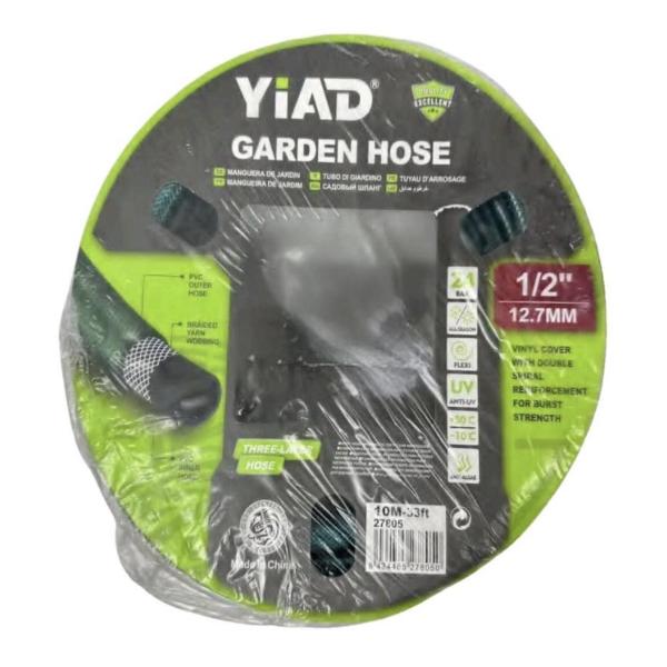 Yiad 12.7 mm (½″) × 15 m Heavy-Duty Garden Hose – Reinforced UV-Resistant PVC with 6‑Month Warranty