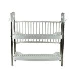 XF0887 Two‑Tier Kitchen Dish Drying Rack with Utensil, Cup & Plate Holders – White Steel & Plastic Organizer