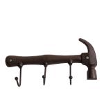 Vintage Hammer-Shaped Iron Wall Hook - Rustic 3-Hook Hanger