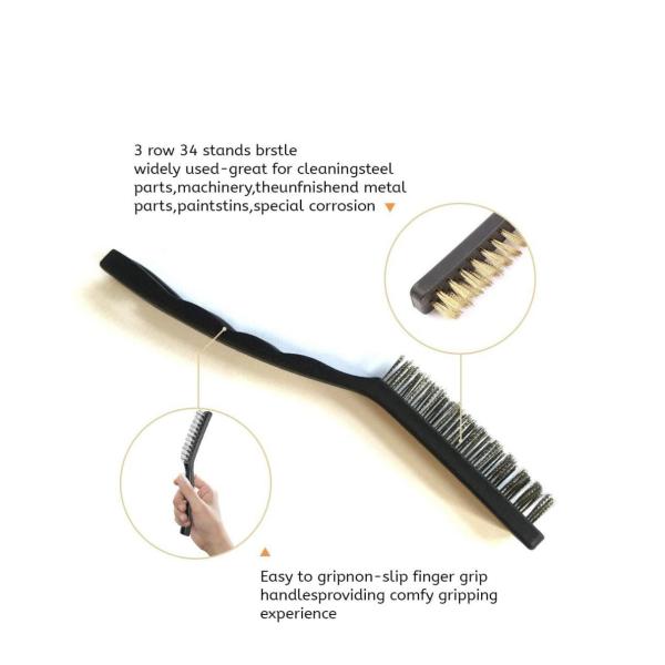 Yiad 3‑Piece Cleaning Brush Set – Stainless Steel, Brass & Nylon Wire Brushes for Rust, Paint & Delicate Surface Cleaning