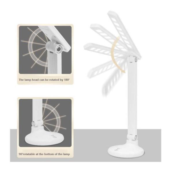 LED Foldable Desk Lamp – Rechargeable with 3 Color Temperatures, Stepless Dimming, Touch Control