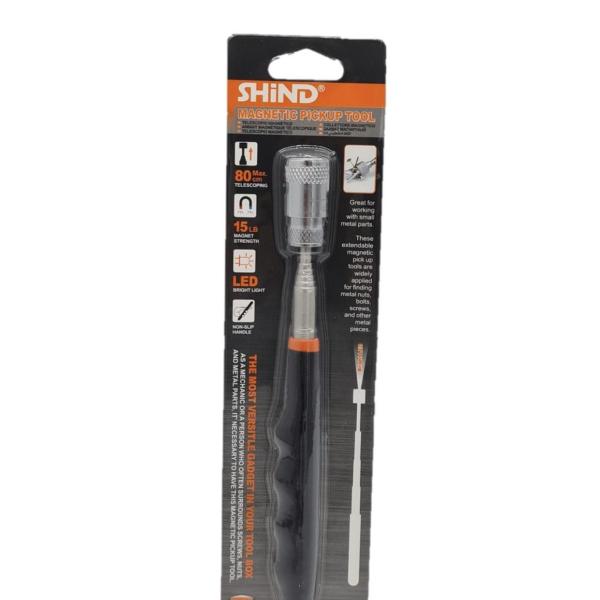 Shind 30659 Telescoping Magnetic Pickup Tool with LED Light – 15 lb Pull, Rotating Joint