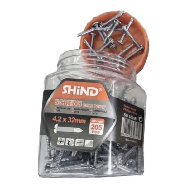 Shind - 4.2 x 32mm Silver Self-Drilling Screws - 205-Pack