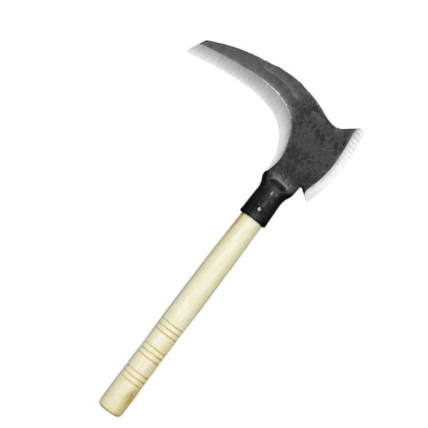 Multifunctional 45 cm Lawn Scythe‑Style Sickle Axe – Heavy‑Duty High‑Carbon Steel with Ergonomic Handle