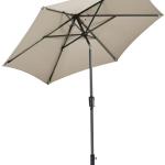 Riviera Deluxe Patio Umbrella 2.5m Outdoor Sun Shading Canopy Tilt Mechanism Crank Handle Weather Resistant Taupe With Base